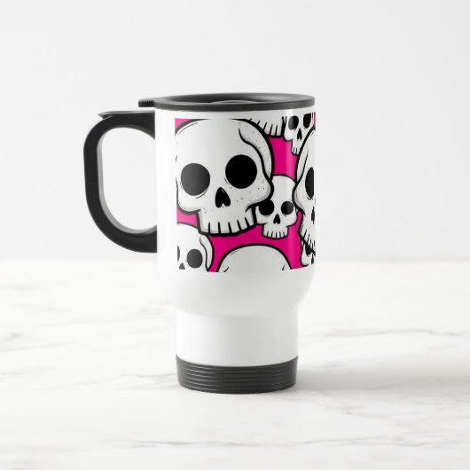 Pink Skull Pattern Travel/Commuter Mug Reisbeker (Links)