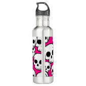 Pink Skull Pattern Water Bottle Waterfles (Achterkant)