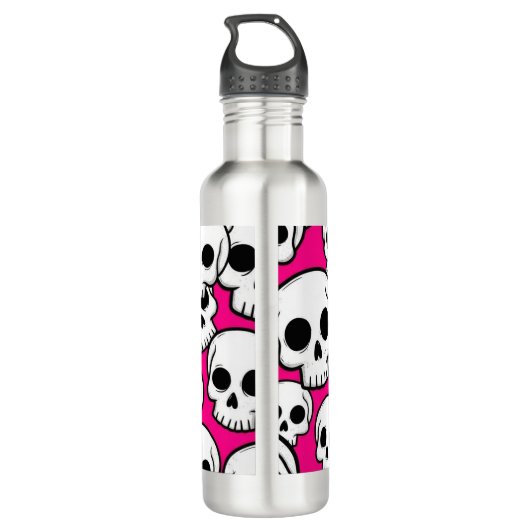 Pink Skull Pattern Water Bottle Waterfles (Achterkant)