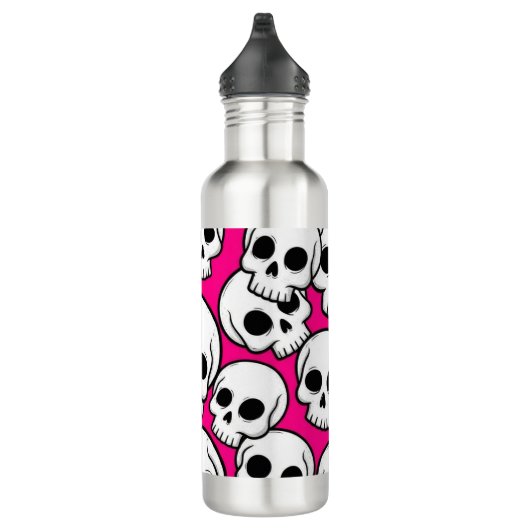 Pink Skull Pattern Water Bottle Waterfles (Rechts)