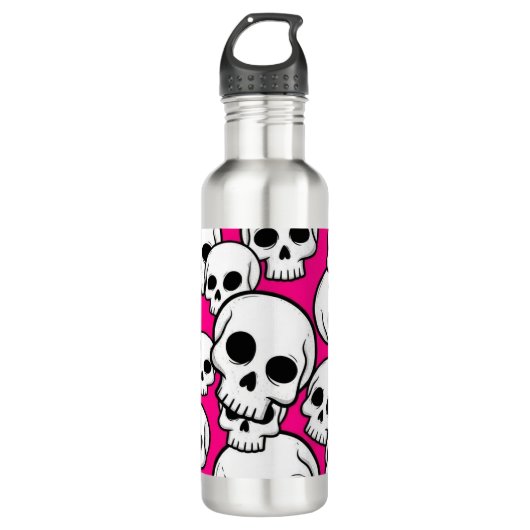 Pink Skull Pattern Water Bottle Waterfles (Voorkant)