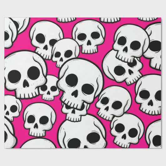 Pink Skull Pattern Wrapping Paper Cadeaupapier (Vlak)