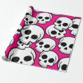 Pink Skull Pattern Wrapping Paper Cadeaupapier (Uitgerold)