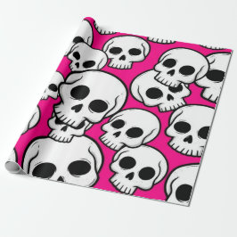 Pink Skull Pattern Wrapping Paper Cadeaupapier
