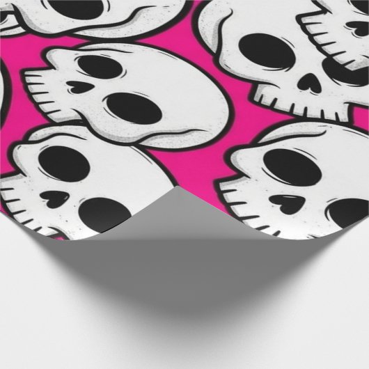 Pink Skull Pattern Wrapping Paper Cadeaupapier (Hoek)