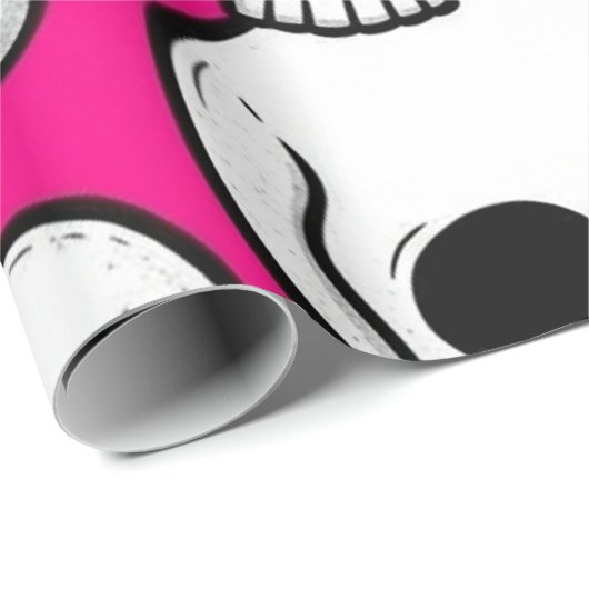 Pink Skull Pattern Wrapping Paper Cadeaupapier (Rol Hoek)