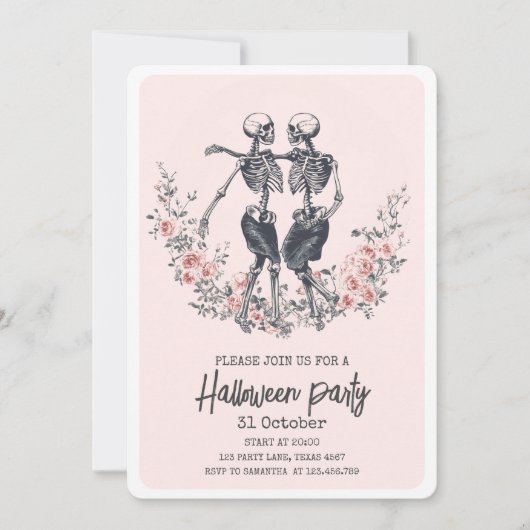 Pink Skull Scary Halloween Party Uitnodiging (Voorkant)