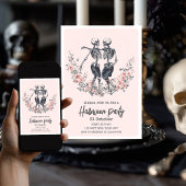 Pink Skull Scary Halloween Party Uitnodiging