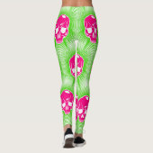 Pink Skull Trippy Line Pattern Leggings (Achterkant)
