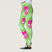Pink Skull Trippy Line Pattern Leggings (Links)