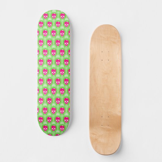 Pink Skull Trippy Line Pattern Persoonlijk Skateboard (Voorkant)