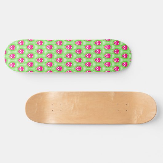 Pink Skull Trippy Line Pattern Persoonlijk Skateboard (Horizontaal)