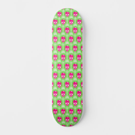 Pink Skull Trippy Line Pattern Persoonlijk Skateboard (Voorkant)