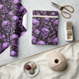 Pink Skulls Black Halloween Cadeaupapier