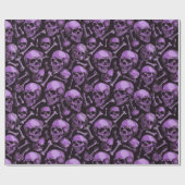 Pink Skulls Black Halloween Cadeaupapier (Vlak)