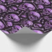 Pink Skulls Black Halloween Cadeaupapier (Hoek)