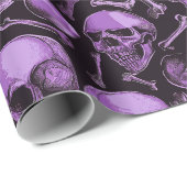 Pink Skulls Black Halloween Cadeaupapier (Rol Hoek)
