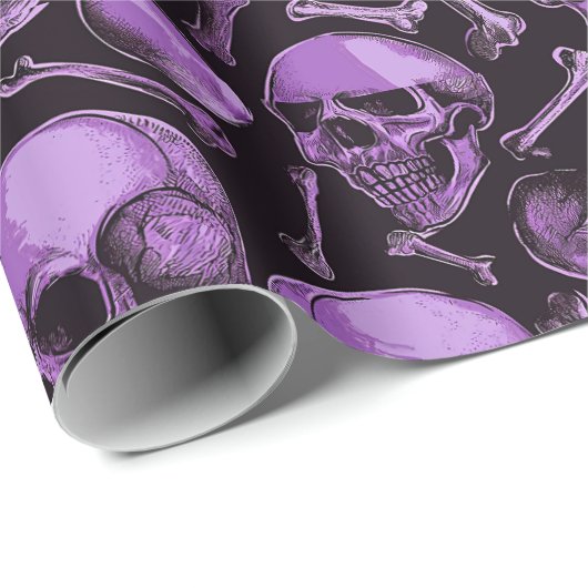 Pink Skulls Black Halloween Cadeaupapier (Rol Hoek)