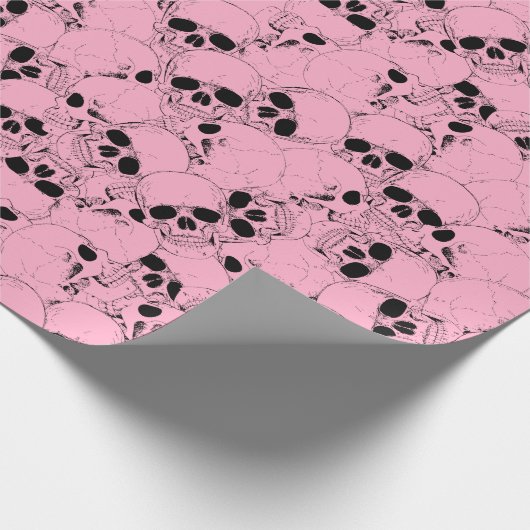 PINK SKULLS WRAPPING PAPIER (Hoek)