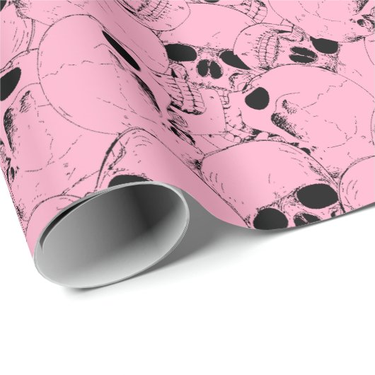 PINK SKULLS WRAPPING PAPIER (Rol Hoek)