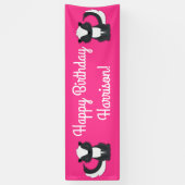 Pink Skunk verjaardagsfeestje Spandoek (Verticaal)