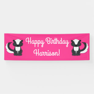 Pink Skunk verjaardagsfeestje Spandoek