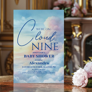Pink Sky Cloud Nine Waterverf Baby shower Kaart