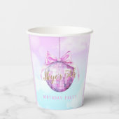 Pink Sky Discoball Meisje Verjaardag Ballon Papieren Bekers (Achterkant)