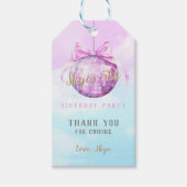 Pink Sky Discoball Meisje Verjaardag Uitnodiging Cadeaulabel (Voorkant)