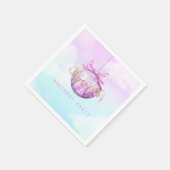 Pink Sky Discoball Meisje Verjaardag Uitnodiging Servet (Hoek)