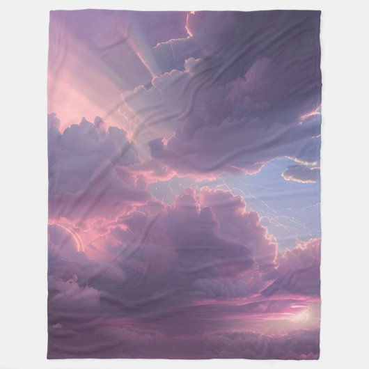 Pink Sky Drama Fleece Deken (Voorkant)