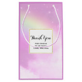 Pink Sky Fluffy Clouds en Rainbow Party Dank u Klein Cadeauzakje (Achterkant)