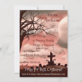 Pink Sky Halloween Graveyard Uitnodiging (Achterkant)