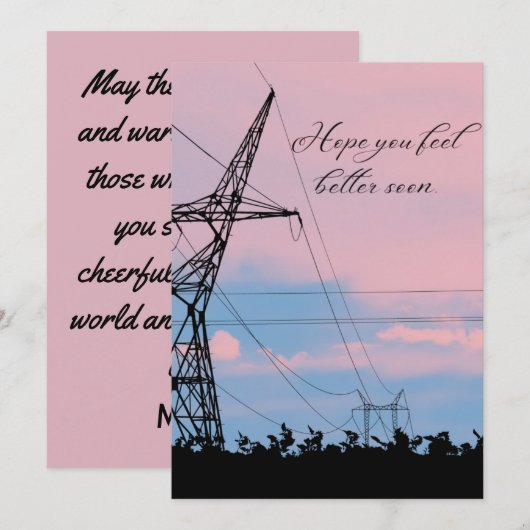 PINK SKY, kom snel goed  Bedankkaart (Voorkant / Achterkant)