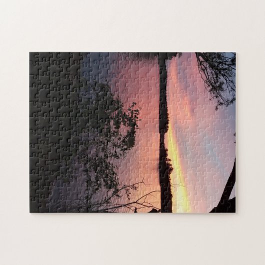 Pink Sky Sunset on Lake Legpuzzel (Horizontaal)