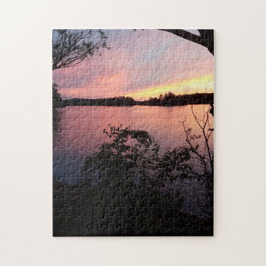 Pink Sky Sunset on Lake Legpuzzel (Verticaal)