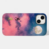 PINK SKY WHITE MOON IPHONE CASE KANJI LOS (Achterkant (horizontaal))