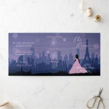 Pink & Slate Blue Paris Fireworks Quinceañera