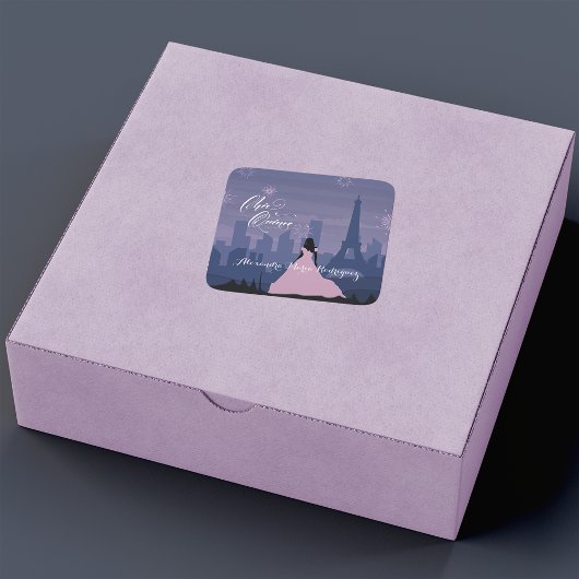 Pink & Slate Blue Paris Fireworks Quinceañera Vierkante Sticker