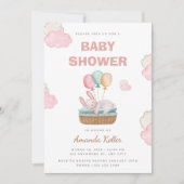 Pink Sleeping Bunny Baby shower Uitnodiging (Voorkant)