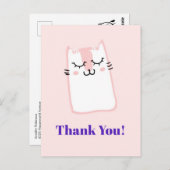 Pink Sleeping Kitty Cat Party Dank je wel Briefkaart (Voorkant / Achterkant)