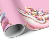 Pink Sleigh Christmas Holiday Cadeaupapier (Rol Hoek)