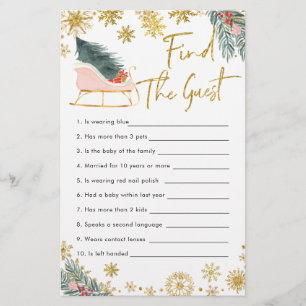Pink Sleigh Winter Baby shower Vind de gast