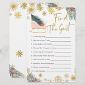 Pink Sleigh Winter Baby shower Vind de gast (Voorkant / Achterkant)