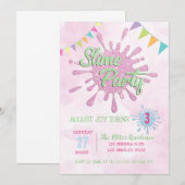 PINK SLIME BIRTHDAY ARTIJ INVITATIE KAART (Voorkant / Achterkant)