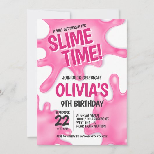 Pink Slime Party Birthday Kaart (Voorkant)