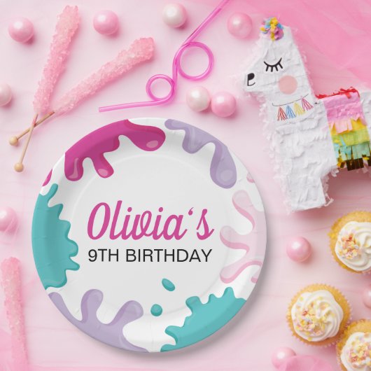 Pink Slime verjaardagsfeestje Papieren Bordje (Feest)