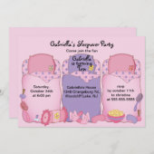 Pink Slumber Birthday Party Kaart (Voorkant / Achterkant)