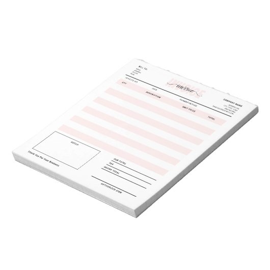 Pink Small Business Factuur Verkoopbon Bestellen Notitieblok (Linkerzijde)