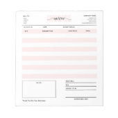 Pink Small Business Factuur Verkoopbon Bestellen Notitieblok (Voorkant)